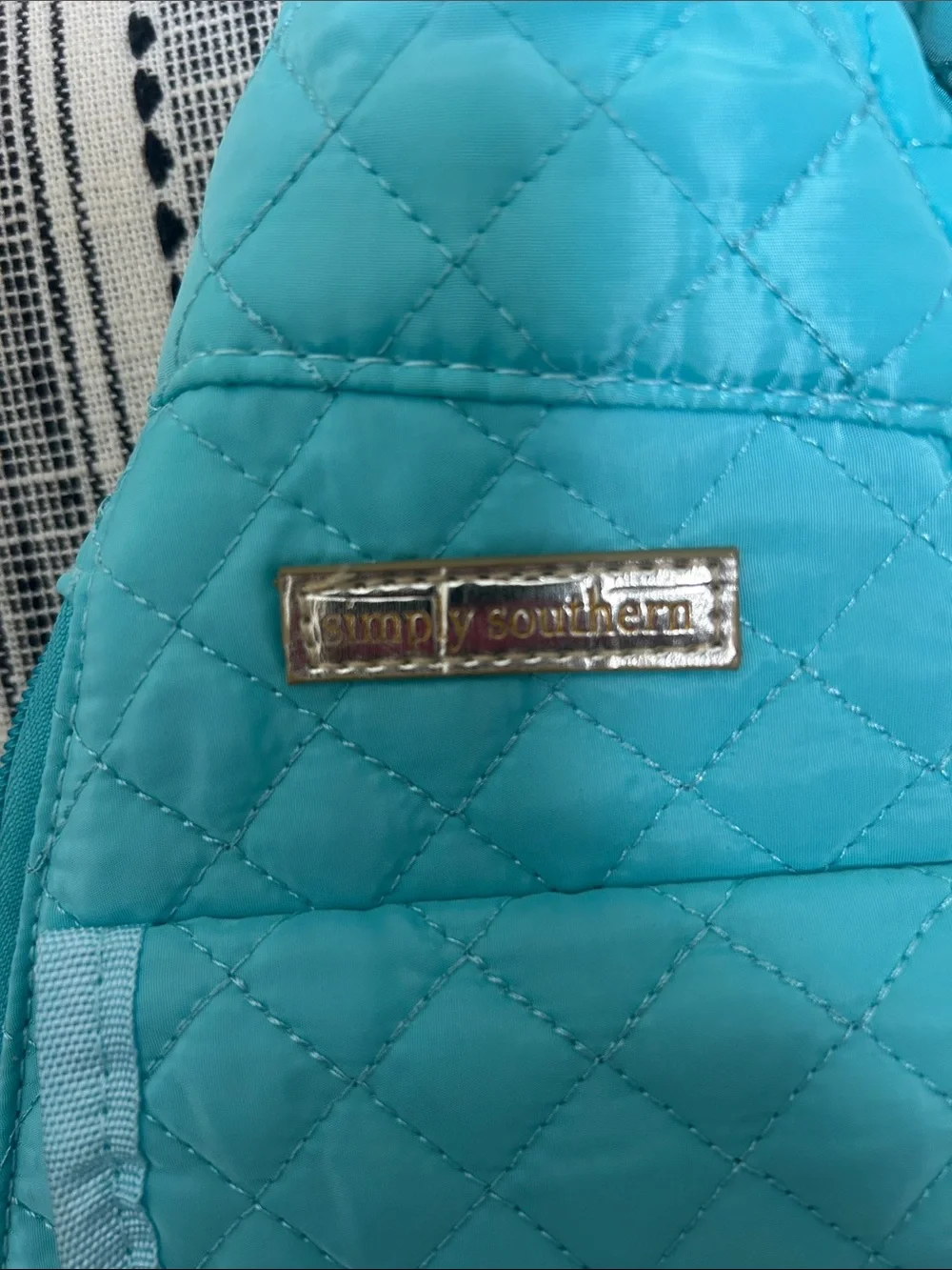Simply Southern Quilted Aqua Sling Bag - Lightweight Crossbody for Women
